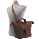 Henkeltasche Schultertasche Canvas Leder grau LE0043