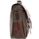 Messenger Bag Din A4 Kuriertasche Leder Canvas grau LE3018