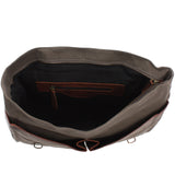 B-Ware Messenger Bag Din A4 Kuriertasche Leder Canvas grau LE3018
