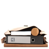 Messenger Bag Aktentasche Damen Herren Leder vintage braun LE3054