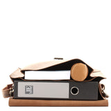 Messenger Bag Aktentasche Damen Herren Leder vintage braun LE3054