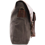 Kuriertasche Umhängetasche DIN A4 Leder Canvas grau LE3032
