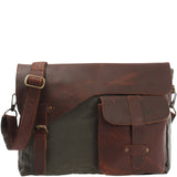 Messenger Bag Kuriertasche DIN A4 Leder Canvas grün LE3032