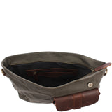 Messenger Bag Kuriertasche DIN A4 Leder Canvas grün LE3032