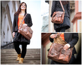 Messenger Bag Collegetasche DIN A4 Kuriertasche Leder braun LE3032