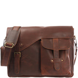 Messenger Bag Collegetasche DIN A4 Kuriertasche Leder braun LE3032