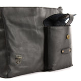 Messenger Bag Collegetasche DIN A4 Kuriertasche Leder schwarz LE3032