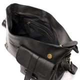 Messenger Bag Collegetasche DIN A4 Kuriertasche Leder schwarz LE3032