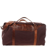 große Reisetasche Weekender Handgepäck Canvas Leder 53cm mokka LE2020