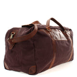 große Reisetasche Weekender Handgepäck Canvas Leder 53cm mokka LE2020