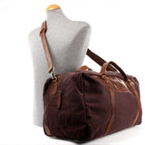 große Reisetasche Weekender Handgepäck Canvas Leder 53cm mokka LE2020