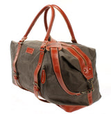 Reisetasche Weekender Handgepäck Leder Canvas grau LE2010