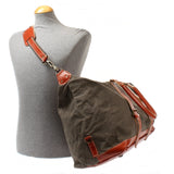 Reisetasche Weekender Handgepäck Leder Canvas grau LE2010