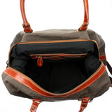 Reisetasche Weekender Handgepäck Leder Canvas grau LE2010