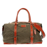Reisetasche Weekender Handgepäck Leder Canvas grün LE2010