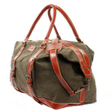 Reisetasche Weekender Handgepäck Leder Canvas grün LE2010