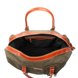 Reisetasche Weekender Handgepäck Leder Canvas grün LE2010