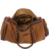 Reisetasche Weekender Sporttasche Leder Canvas 55cm cognac LE2017
