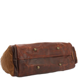 Reisetasche Weekender Sporttasche Leder Canvas 55cm cognac LE2017