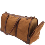 Reisetasche Weekender Sporttasche Leder Canvas 55cm cognac LE2017