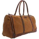 Reisetasche Weekender Sporttasche Leder Canvas 55cm cognac LE2017