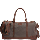 Reisetasche Weekender Sporttasche Damen Herren Leder Canvas 55cm grau LE2017