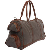 Reisetasche Weekender Sporttasche Damen Herren Leder Canvas 55cm grau LE2017