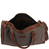 Reisetasche Weekender Sporttasche Damen Herren Leder Canvas 55cm grau LE2017