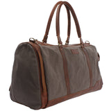 Reisetasche Weekender Sporttasche Damen Herren Leder Canvas 55cm grau LE2017