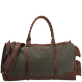 Reisetasche Weekender Sporttasche Damen Herren Leder Canvas 55cm grün LE2017