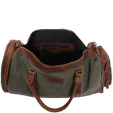 Reisetasche Weekender Sporttasche Damen Herren Leder Canvas 55cm grün LE2017