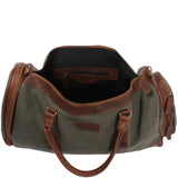 Reisetasche Weekender Sporttasche Damen Herren Leder Canvas 55cm grün LE2017