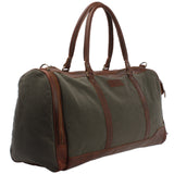 Reisetasche Weekender Sporttasche Damen Herren Leder Canvas 55cm grün LE2017