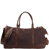 Reisetasche Weekender Sporttasche Damen Herren Leder Canvas 55cm mokka LE2017