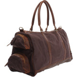 Reisetasche Weekender Sporttasche Damen Herren Leder Canvas 55cm mokka LE2017