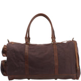 Reisetasche Weekender Sporttasche Damen Herren Leder Canvas 55cm mokka LE2017