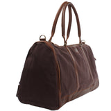 Reisetasche Weekender Sporttasche Damen Herren Leder Canvas 55cm mokka LE2017