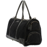 Reisetasche Weekender Sporttasche Damen Herren Leder Canvas 55cm schwarz LE2017