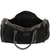 Reisetasche Weekender Sporttasche Damen Herren Leder Canvas 55cm schwarz LE2017