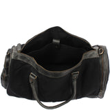 Reisetasche Weekender Sporttasche Damen Herren Leder Canvas 55cm schwarz LE2017