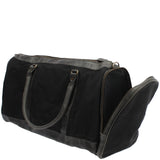 Reisetasche Weekender Sporttasche Damen Herren Leder Canvas 55cm schwarz LE2017