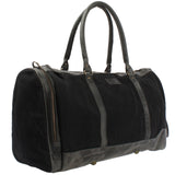 Reisetasche Weekender Sporttasche Damen Herren Leder Canvas 55cm schwarz LE2017