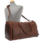 Reisetasche Weekender Sporttasche Damen Herren Leder 55cm braun LE2017