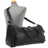 Reisetasche Weekender Sporttasche Ledertasche Damen Herren Leder 55cm schwarz LE2017