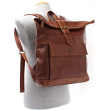 Roll Top Lederrucksack Lederrucksack DIN A4 Leder braun LE1034