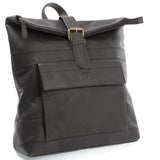 Roll Top Freizeitrucksack Rucksack Leder dunkelgrau LE1034
