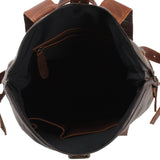 Roll Top Rucksack Freizeitrucksack Damen Herren Canvas Leder grau LE1035