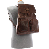 Rucksack Freizeitrucksack vintage Lederrucksack Damen Herren Leder braun LE1008