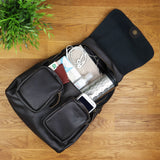 Rucksack Freizeitrucksack vintage Lederrucksack Damen Herren Leder dunkelbraun LE1008