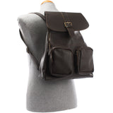 Rucksack Freizeitrucksack vintage Lederrucksack Damen Herren Leder dunkelbraun LE1008